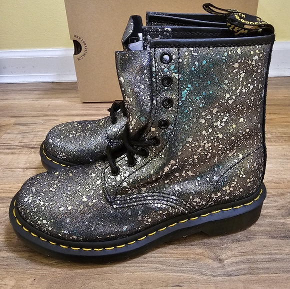 Dr. Martens 1460 METALLIC SPLATTER SUEDE LACE-UP BOOTS,US 8 - Picture 4 of 10